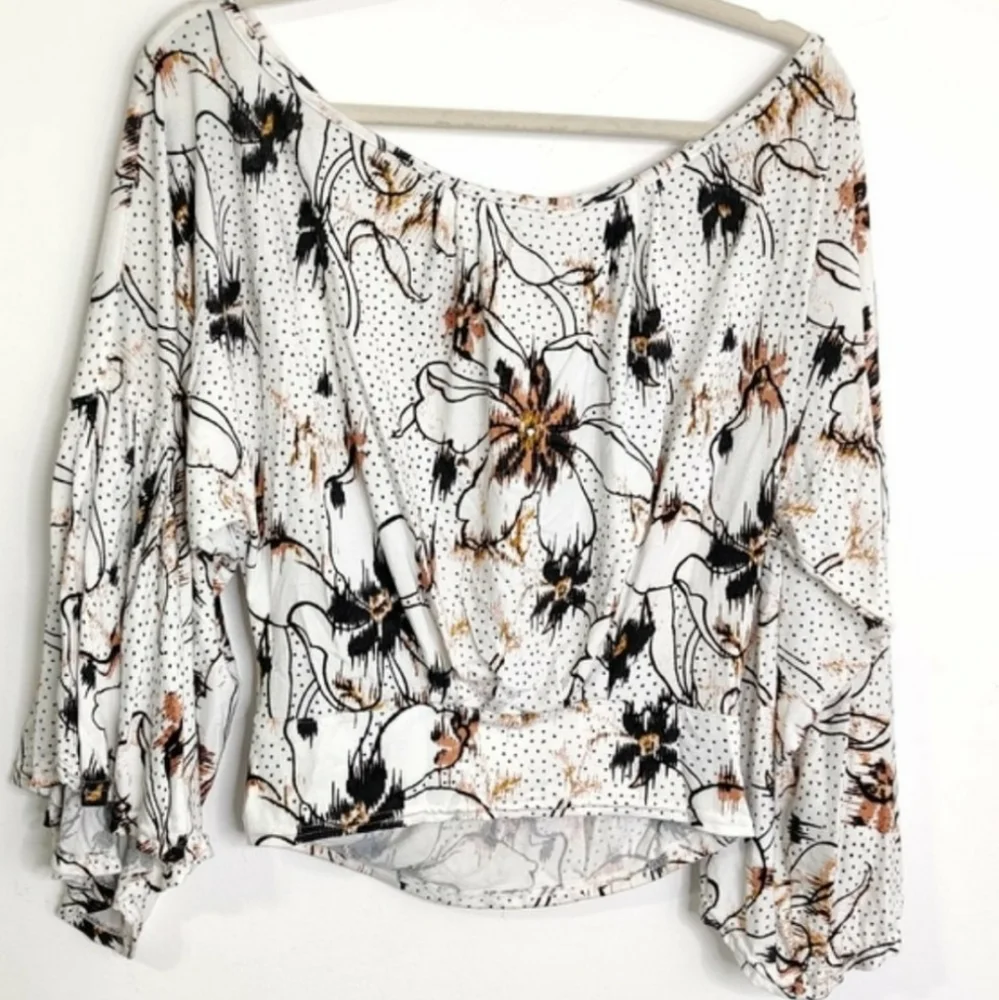 FREE PEOPLE Last Time Floral Printed Drape Blouse NWT sz M